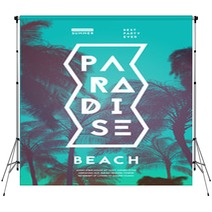 Summer Party Poster Design Template With Palm Trees Silhouettes Modern Style Vector Illustration Backdrops 118769827