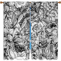 Summer Seamless Floral Pattern Window Curtains 66234110