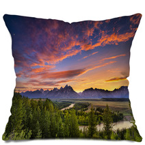 Summer Sunset At Snake River Overlook Pillows 54651413