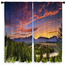 Summer Sunset At Snake River Overlook Window Curtains 54651413