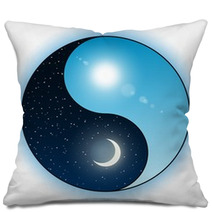 Sun And Moon In Yin Yang Symbol Pillows 35993918
