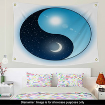 Sun And Moon In Yin Yang Symbol Wall Art 35993918