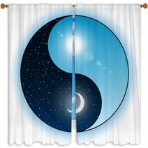 Sun And Moon In Yin Yang Symbol Window Curtains 35993918