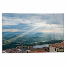 Sun Rays Shining Down On Hills In San Marino Rugs 68794728