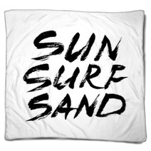 Sun Surf Sand Ink Freehand Lettering Blankets 143758584