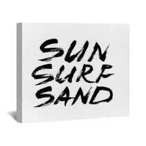 Sun Surf Sand Ink Freehand Lettering Wall Art 143758584