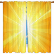 Sunny Background. Vector Window Curtains 61980602