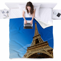 Sunny Morning And Eiffel Tower Paris France Blankets 62369183