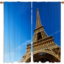 Sunny Morning And Eiffel Tower Paris France Window Curtains 62369183