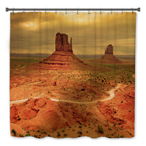 Sunrays Through Clouds At Sunset, Monument Valley Bath Decor 4332209