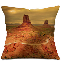 Sunrays Through Clouds At Sunset, Monument Valley Pillows 4332209