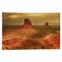 Sunrays Through Clouds At Sunset, Monument Valley Rugs 4332209