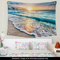Sunrise Over Beach In Cancun Wall Art 64168411