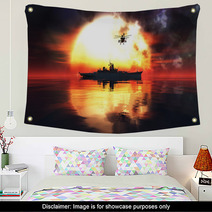 Sunset And Militaryboat Wall Art 97544169