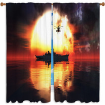 Sunset And Militaryboat Window Curtains 97544169