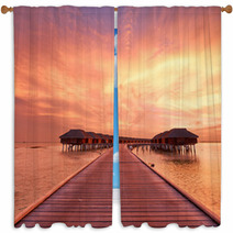 Sunset At Maldivian Beach Window Curtains 61961137