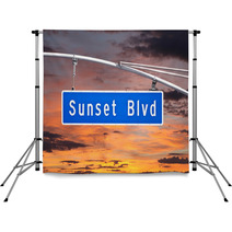 Sunset Blvd Overhead Street Sign With Dusk Sky Backdrops 53966468
