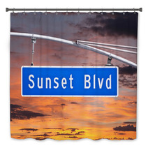 Sunset Blvd Overhead Street Sign With Dusk Sky Bath Decor 53966468
