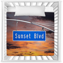 Sunset Blvd Overhead Street Sign With Dusk Sky Nursery Decor 53966468