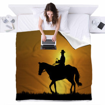 Sunset Horse Ride 2 Blankets 7723329