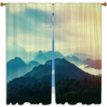 Sunset In Mountains Window Curtains 59705378