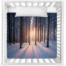 Sunset In The Wood In Winter Period Nursery Decor 64819783