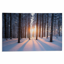 Sunset In The Wood In Winter Period Rugs 64819783