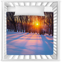 Sunset In Winter Forest Nursery Decor 72918367