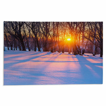 Sunset In Winter Forest Rugs 72918367