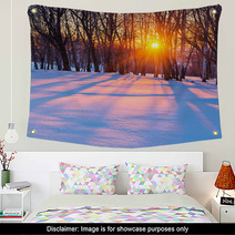 Sunset In Winter Forest Wall Art 72918367