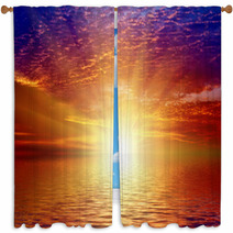 Sunset On Sea Window Curtains 66128610