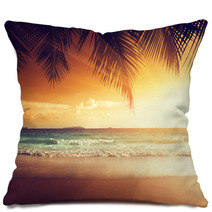 Sunset On The Beach Of Caribbean Sea Pillows 61252272