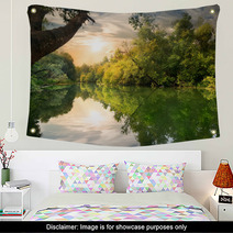 Sunset On The River Wall Art 62447678