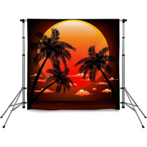 Sunset On Tropical Seascape-Tramonto Sul Mare Dei Tropici Backdrops 53060638