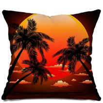 Sunset On Tropical Seascape-Tramonto Sul Mare Dei Tropici Pillows 53060638