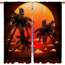 Sunset On Tropical Seascape-Tramonto Sul Mare Dei Tropici Window Curtains 53060638