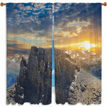 Sunset Over A Mountain Valley Window Curtains 48219313