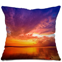 Sunset Over Bali As Seen From Gili Island, Indonesia Pillows 63768956