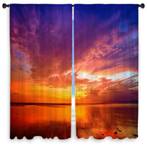 Sunset Over Bali As Seen From Gili Island, Indonesia Window Curtains 63768956