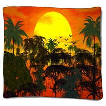 Sunset Over Jungle Blankets 2180876