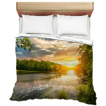 Sunset Over The River In The Forest Bedding 54835338