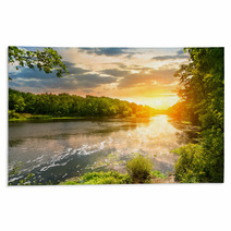 Sunset Over The River In The Forest Rugs 54835338