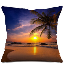 Sunset Over The Sea. Province Khao Lak In Thailand Pillows 60558925