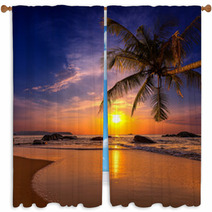 Sunset Over The Sea. Province Khao Lak In Thailand Window Curtains 60558925