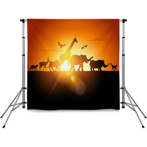 Sunset Safari Animal Silhouette Backdrops 53446697