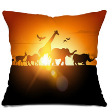 Sunset Safari Animal Silhouette Pillows 53446697