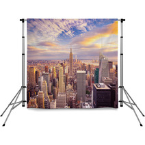 Sunset View Of New York City Looking Over Midtown Manhattan Backdrops 66358333