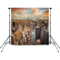 Sunset View Of New York City Looking Over Midtown Manhattan Backdrops 66358355