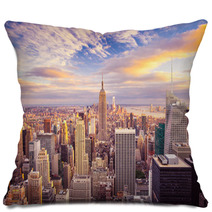 Sunset View Of New York City Looking Over Midtown Manhattan Pillows 66358333