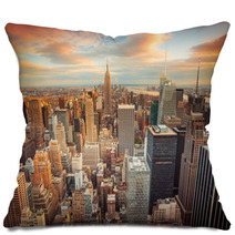 Sunset View Of New York City Looking Over Midtown Manhattan Pillows 66358355